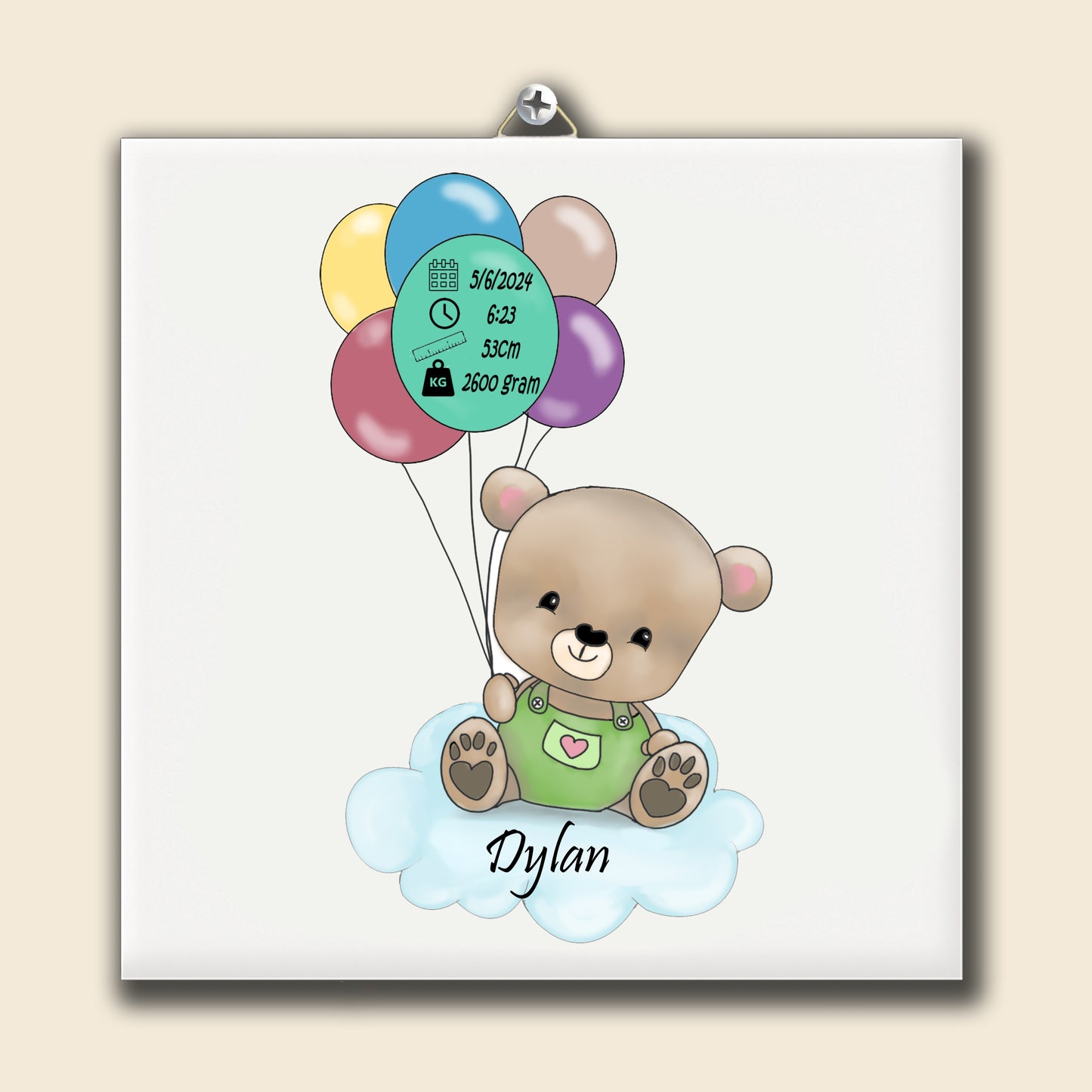 Gepersonaliseerd geboorte tegeltje