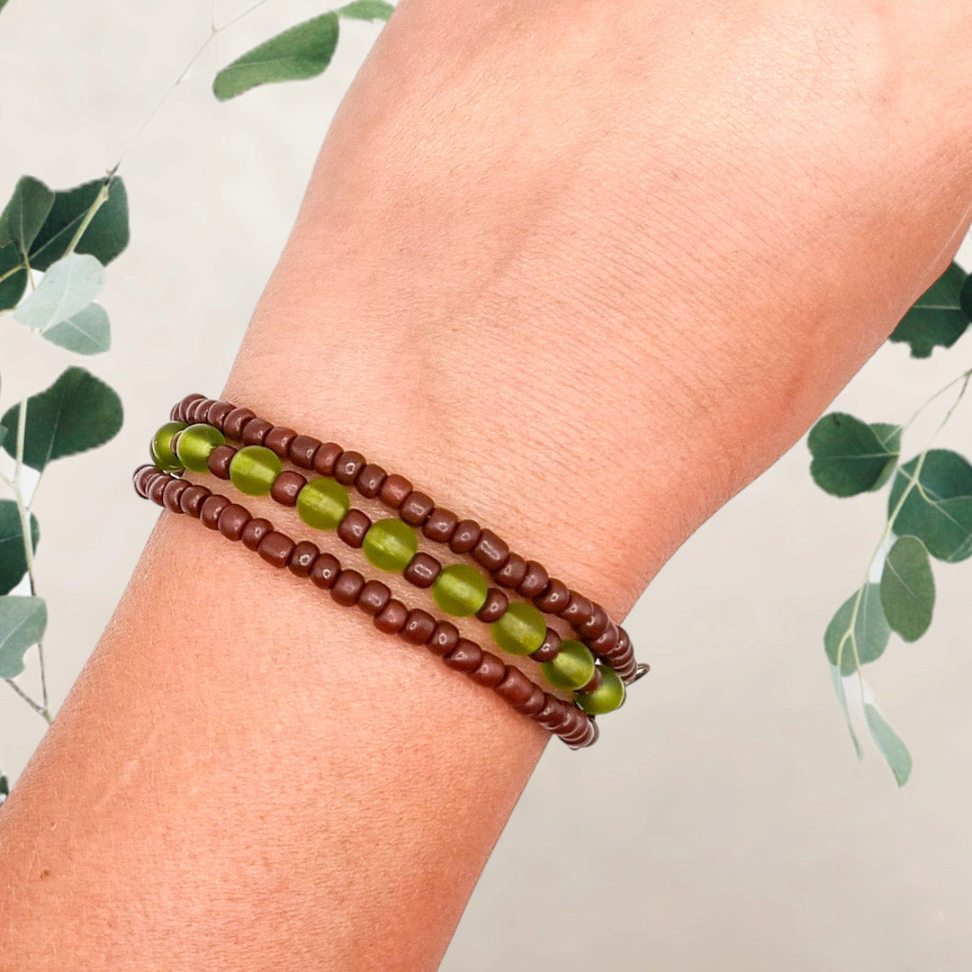 Armband "Ibiza Style" groen/bruin